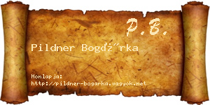 Pildner Bogárka névjegykártya